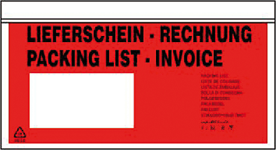 Dokumententaschen DL Lieferschein-Rechnung/722182 rot/schwarz 230x110 mm 70my Inh.500
