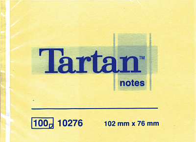 Tartan Haftnotizen/010276 102x76 mm hellgelb Inh.100 Blatt