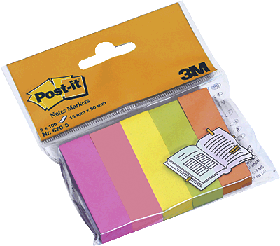3M Post-it Page Markers /670-5 75x50 mm neon sortiert Inh.5x 100