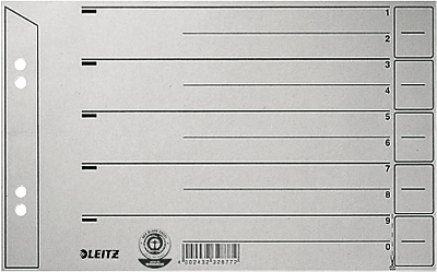 Leitz Trennblätter/1656-00-85, 240 mm, 150 mm grau A5 quer, grau 200g/qm Inh.100