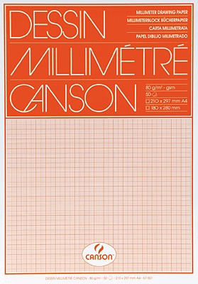 Canson Millimeterpapier Blöcke/67501 A4 Orange Block 80g/qm Inh.50 Blatt