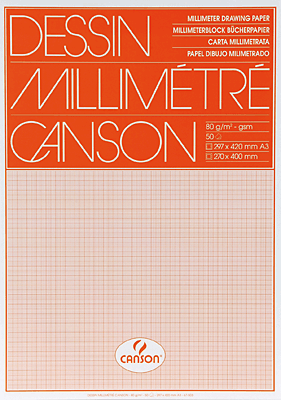 Canson Millimeterpapier Blöcke/67503 A3 Orange Block 80g/qm Inh.50 Blatt