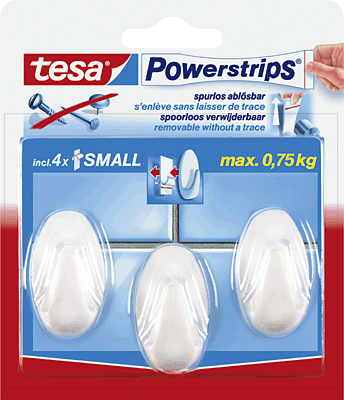 Tesa Powerstrips System-Haken/57533-00016-00 weiß Inh.3 Haken