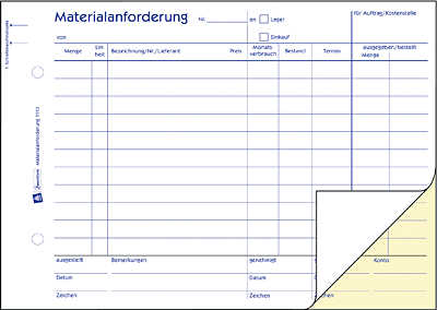 Avery Zweckform Materialanforderung/1110 DIN A5 quer weiß/gelb Bl Inh.2x50 Blatt