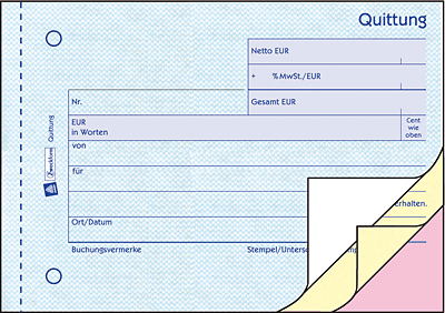 Zweckform Quittungen mit MwSt-Nachweis/1737 DIN A6 quer Inh.3x40 Blatt