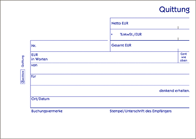 Zweckform Quittungen mit MwSt-Nachweis/333 A6 quer blau/weiß Inh.3x50 Blatt