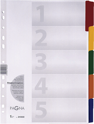 Pagna Mylar-Register/31000-08 weiß 5-teilig