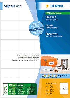 Herma Etiketten/4461 52,5x29,7 mm weiß Inh.4000