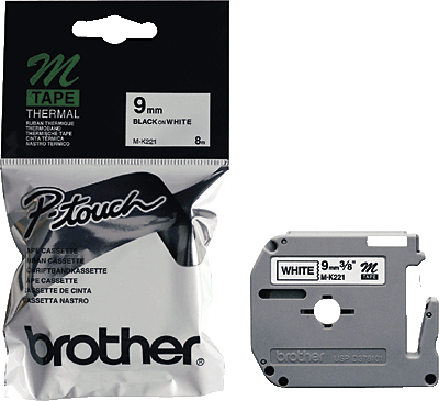 Brother Schriftbandkassetten M/MK221BZ 9mm / 8m weiß/schwarz