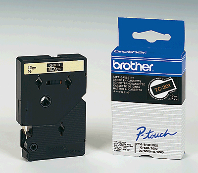 Brother Schriftbandkassetten TC/TC301 12mm schw./gold