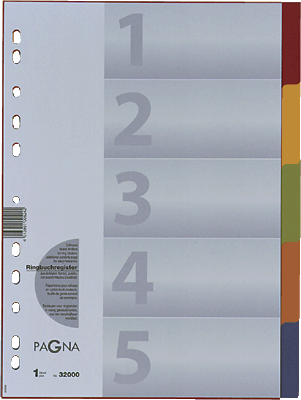 Pagna Kartonregister/32000-20 farbig 5-teilig