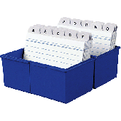 HAN Karteibox DIN A8 quer/978-14 blau Kunststoff Inh.100 Karten + A-Z Register