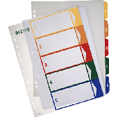 Leitz Register PC-beschriftbar/1291-00-00 A4,245mm,305mm farbig/transparent 1-5